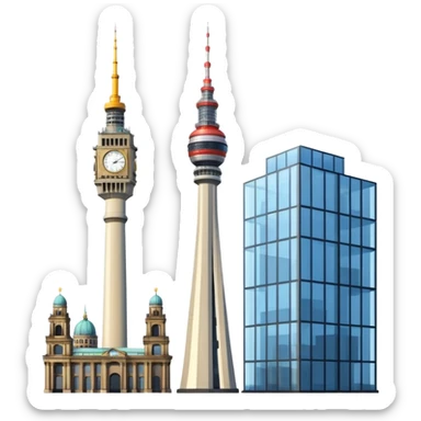 berlin television tower versus big ben tower sticker
