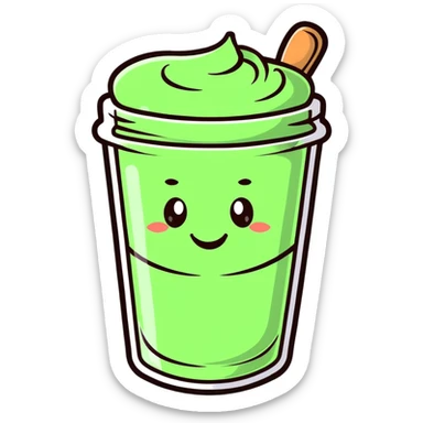 cute cartoon mint chutney character with smiling face sticker