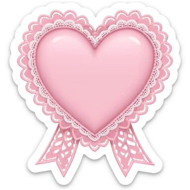 cute baby pink colored heart with lace trimming and with a lace ribbon in the front, on the top left, tilted a bit sticker