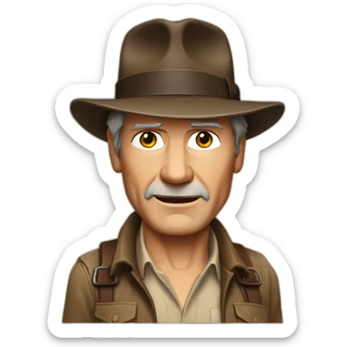 A TOK emoji of Harrison Ford as Indiana Jones. No patterns sticker