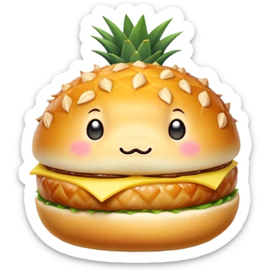 pineapple roast pork bun with visible pork filling sticker