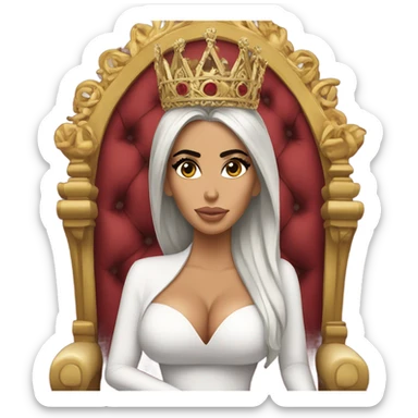 kim kardashian on a throne with a crown  sticker