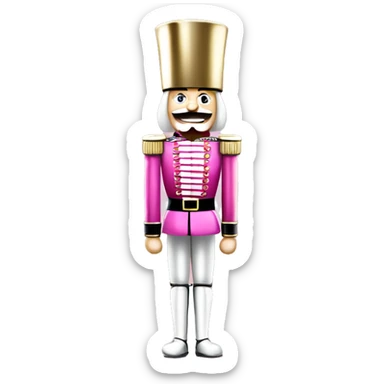 Realistic full body pink metallic and pearlescent christmas nutcracker soldier  sticker