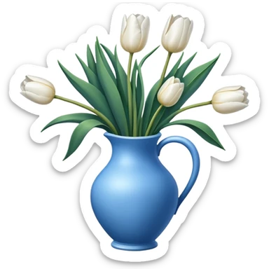 White tulips Flowers in a blue vase sticker