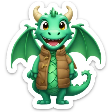 Happy dragon. Wearing winter clothes.  sticker