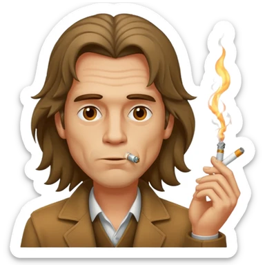 un hombre fumando con greñas  sticker