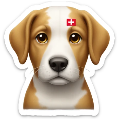 A swiss flag on a dog sticker