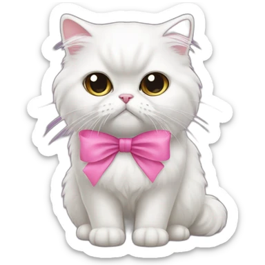 white persian cat with a pink bow  sticker