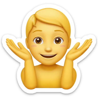 yellow emoji, smiling with both hands under chin sticker