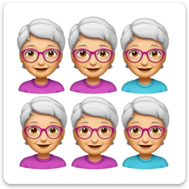 Cool faces emoji mixed with grandma emoji sticker