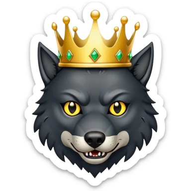 Black Evil Wolf with Gold Crown sticker