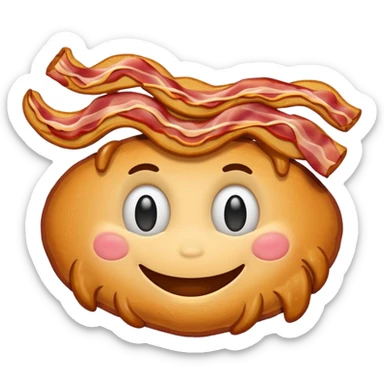 Cartoon streaky bacon with fa smile sticker