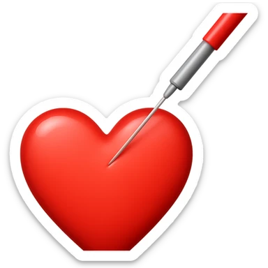 Make the needle much bigger while keeping the heart and overall style the same. Remove the background. sticker
