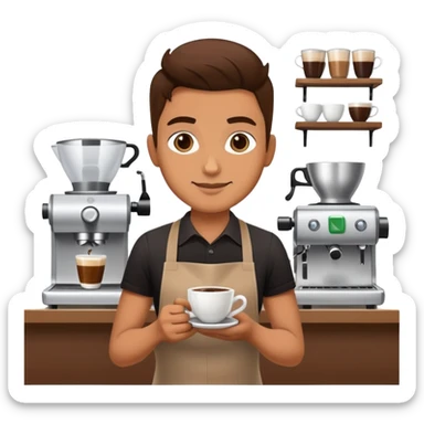 barista making coffee in a cafe sticker