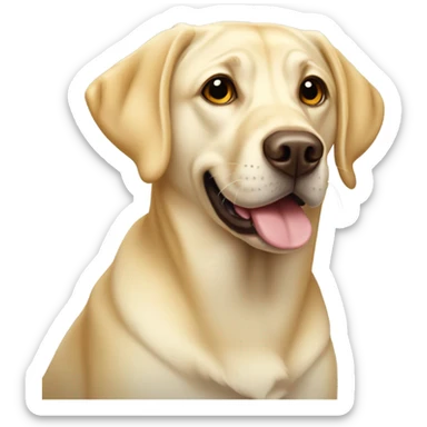 Yellow Labrador young dog with goofy face sticker