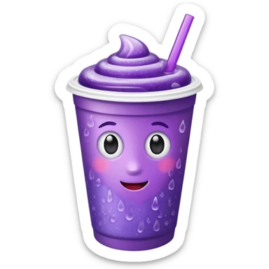 White paper cup filled with purple iced soda sticker