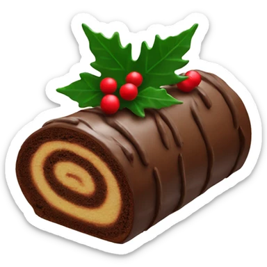 Yule log cake with leaf topping sticker
