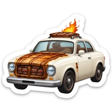 Steak driving a white car sticker