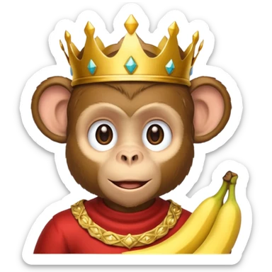 monkey with banana and wearing crown sticker