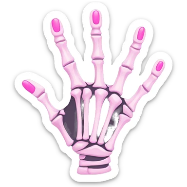 skeleton hand with long pink nails sticker