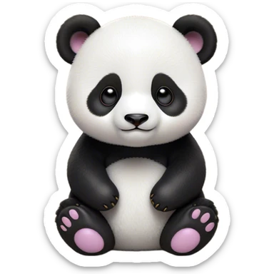 Cinematic Noble Baby Panda Portrait Emoji, Poised and regal, with a tiny, adorable build and a soft, fuzzy Fur of black and white, deep-set soulful gentle eyes, Simplified yet sharp and sophisticated features, highly detailed, glowing with a soft, dignified glow, high shine, intelligent and endearing, stylized with an air of miniature majesty, focused and attentive, soft glowing outline, capturing the essence of a watchful and confident little panda, so majestic it feels as though it could toddle out of the screen with effortless authority! sticker