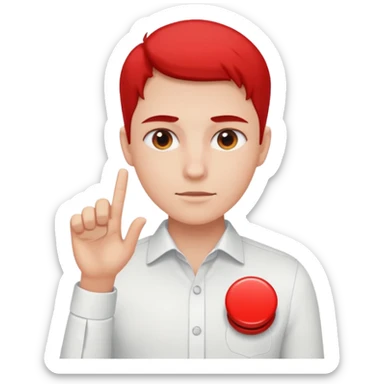 Person pressing button sticker