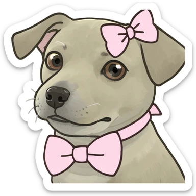 Doggy with a light pink bow. sticker