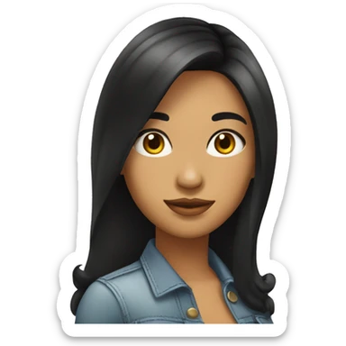 Chica latina con cabello negro lacio largo y ojos negros sticker