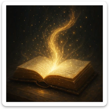 magical glowing book, fantasy, shimmering light, enchanted, mystical aura sticker