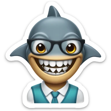 a shark that looks like a nerd sticker