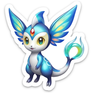 Angelic Divine Bioluminescent Translucent Luminescent Diaphanous Shiny Colorful Meloetta-Latias-Koraidon-Peppercat-Wargreymon-Protogen-Fakémon-fusion-hybrid-creature sticker