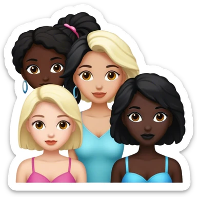 Four female friends, two are Latin one is black and one is white  sticker