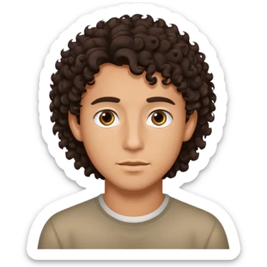 young man with dark brown curly hair, deep set eyes  sticker