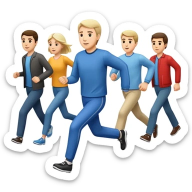 Man skipping a line of people sticker