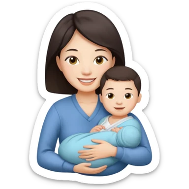Chinese mom with newborn boy sticker
