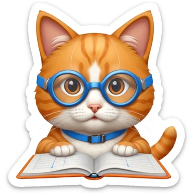 funny cat with planner with blue goggles sticker