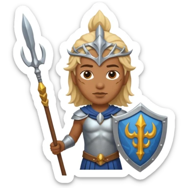 Mermaid with Trident – Warrior brown skin, blonde hair mermaid with weapon sticker