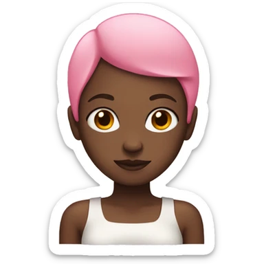 black girl with bald and pink hair shrug sticker