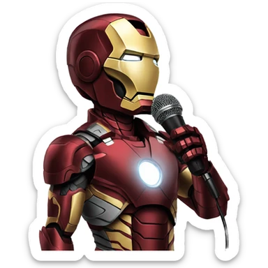 ironman caucatian singing with a mic like a meme sticker