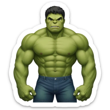 Hulk posing the strongest pose  sticker