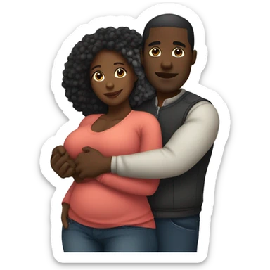 black couple hugging. The black woman is curvy with a big bum sticker