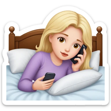 Girl laying In bed using her phone  sticker