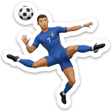 Ronaldo doing a bicycle kick with football sticker
