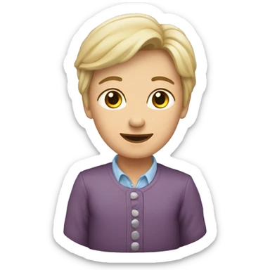 Мама блондинка с голубыми глазами целует сына с голубыми глазами и рядом папа брюнет с бородой и коричневыми глазами sticker