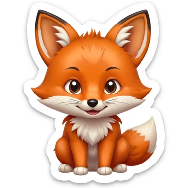 cute baby fox with grimacing face and perked ears sticker