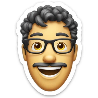 A goofy  funny nerd with glasses and cute stange smile sticker