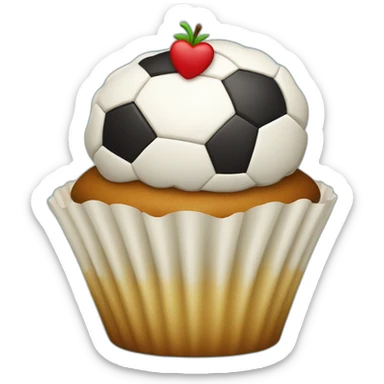 Happy cupcake with a soccer ball as icing  sticker