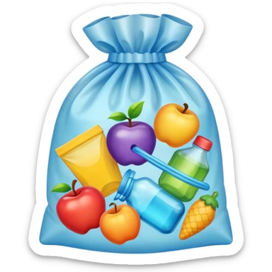 plastic bag emoji filled with stuff sticker