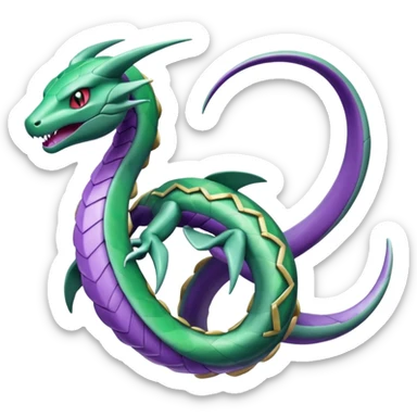 Pokemon legendary purple and cian crystal rayquaza sticker
