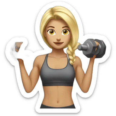 Strong blond girl workout sticker